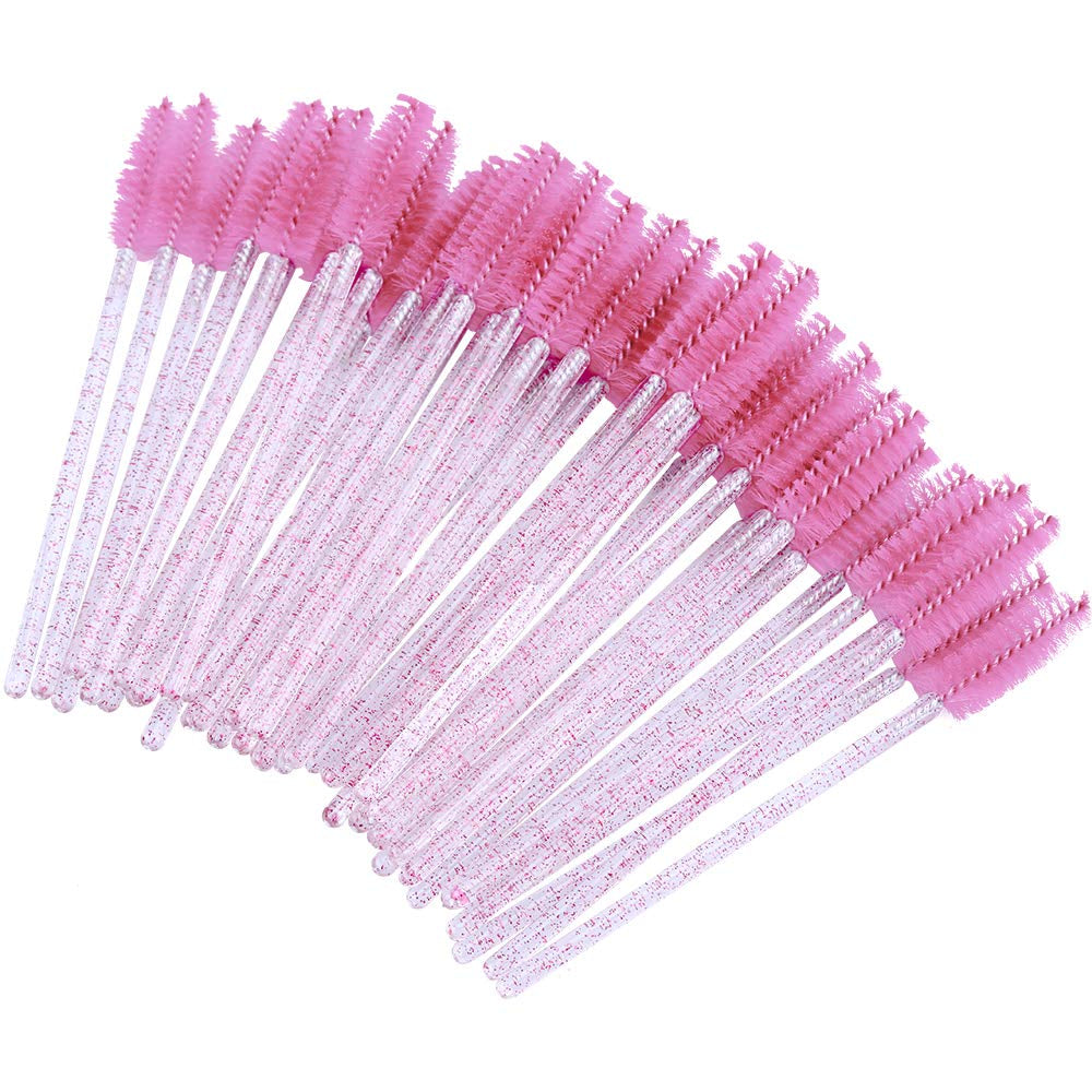 100PCS Eyelash Mascara Brushes, Disposable Lash Spoolies, Crystal Eyelash Brush Makeup Kits for Eyelash Extensions and Eyebrow Brush