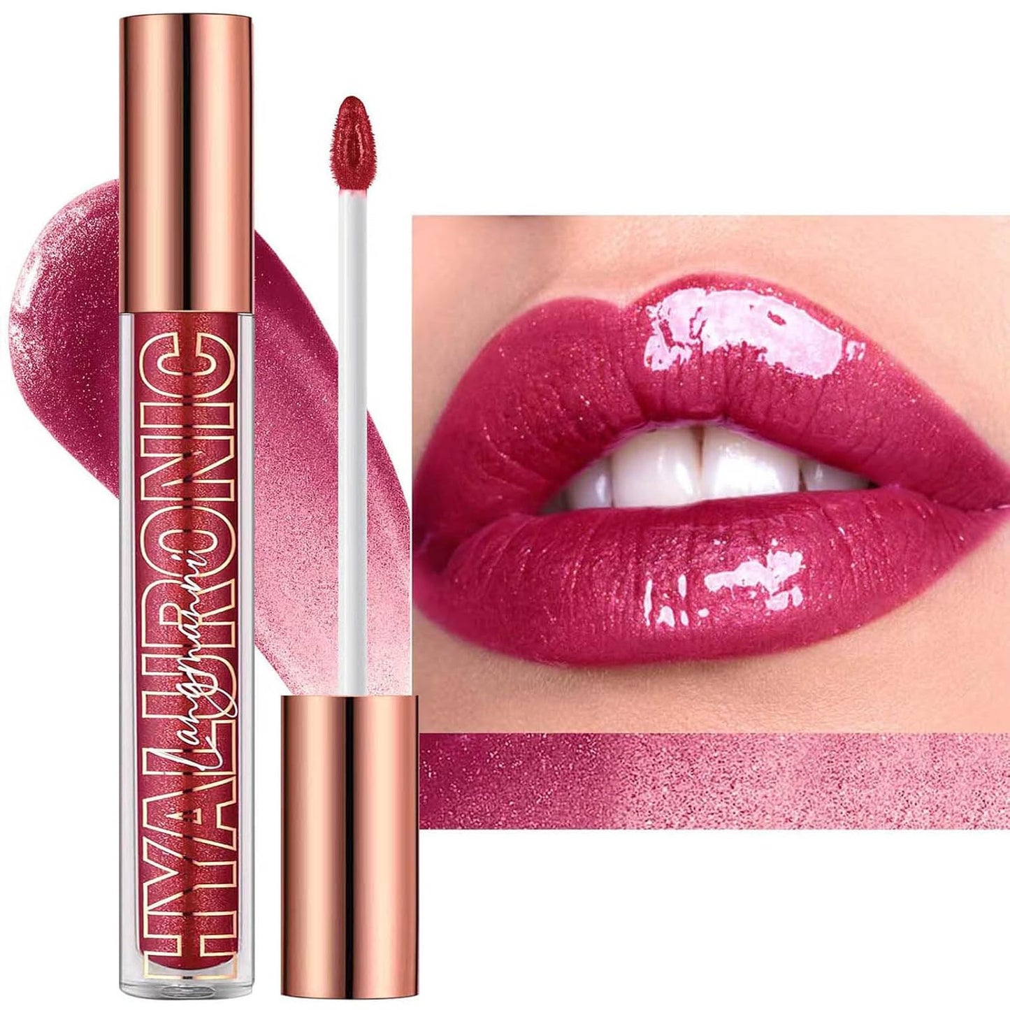Nude Brown Plumping Glitter Lip Gloss - High Pigment, Long Lasting, Moisturizing Shine for Women & Girls (02#)