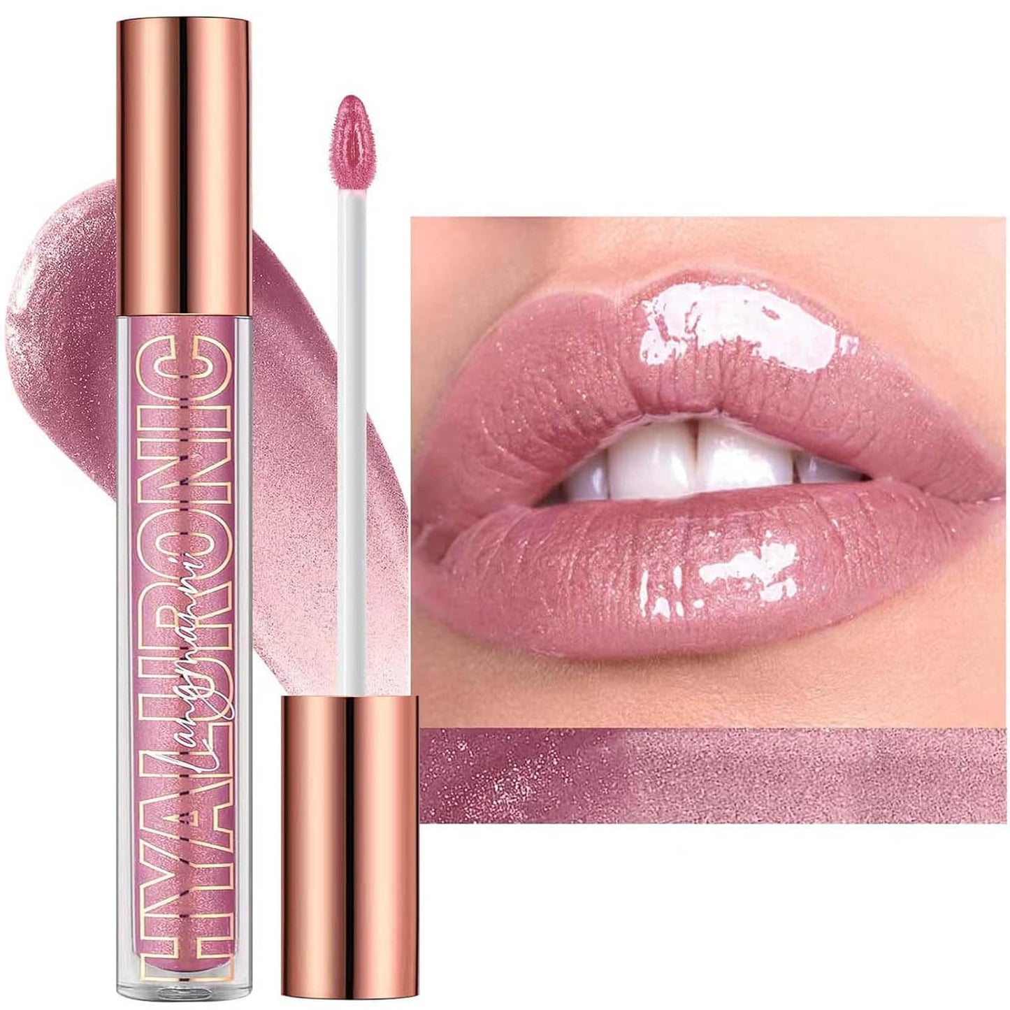 Nude Brown Plumping Glitter Lip Gloss - High Pigment, Long Lasting, Moisturizing Shine for Women & Girls (02#)