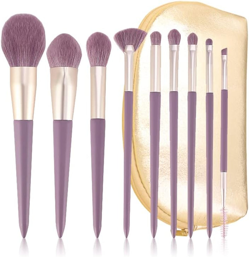 ENZO KEN Natural Hair Makeup Brush Set Professional, Fox Hair Makeup Brushes Set with Case, Gold Cosmetic Brushes Makeup Set, Natural Makeup Brushes, Natural Hair Make up Brushes Set Professional.