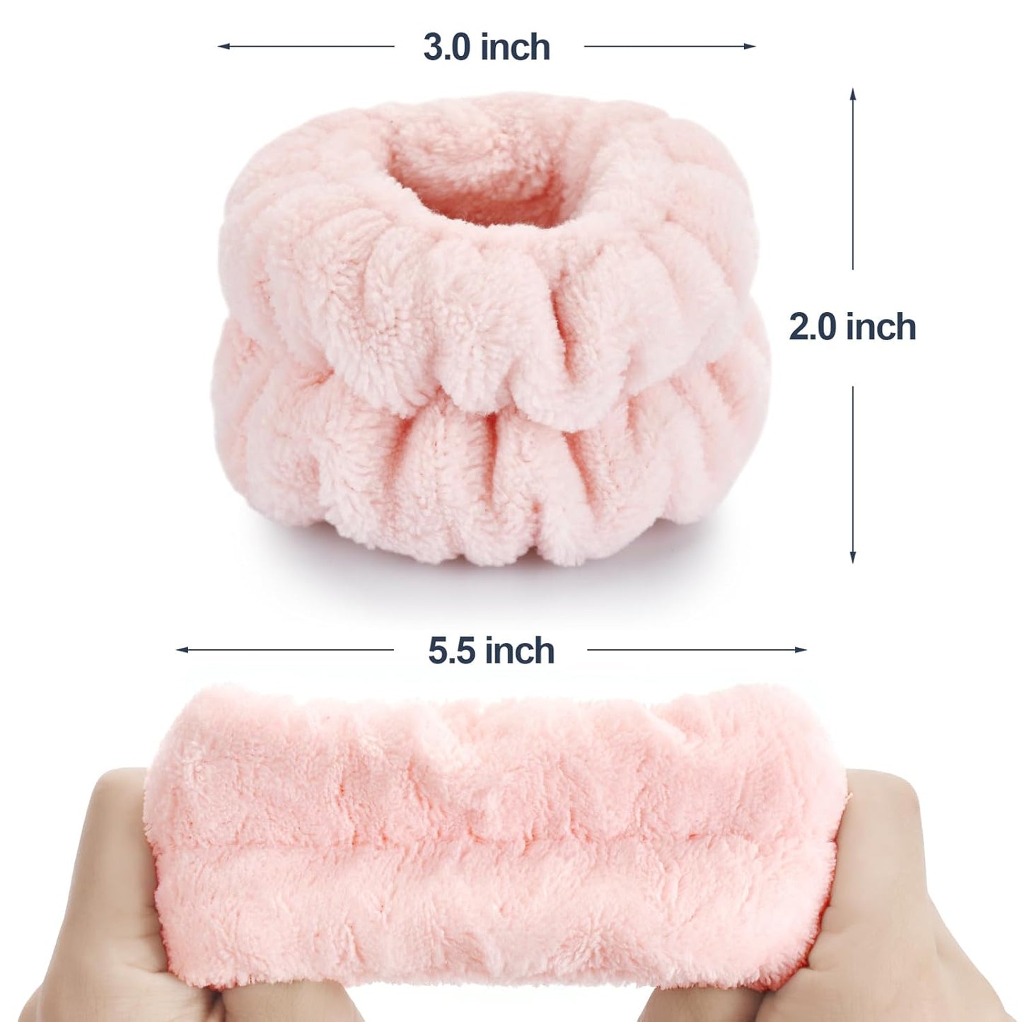 2 Pcs Wrist Bands for Washing Face-, Microfiber Wrist Towels for Washing Face, Spa Wristbands for Washing Face, Face Wash Wristbands, Arm Bands for Washing Face for Woman Children（Pale Pink）
