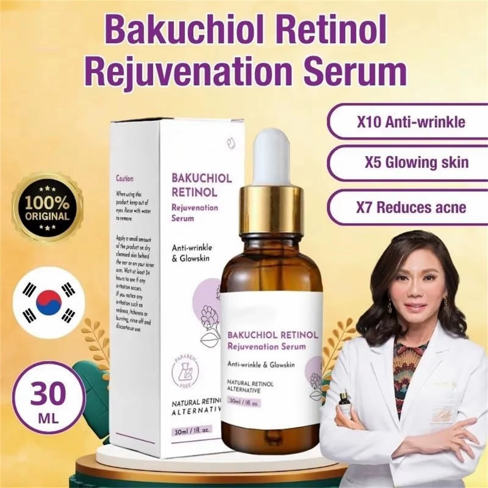 Bakuchiol Retinol Anti-Aging Serum – Collagen-Boosting, Gentle Rejuvenation for Smoother, Firmer, Youthful Skin